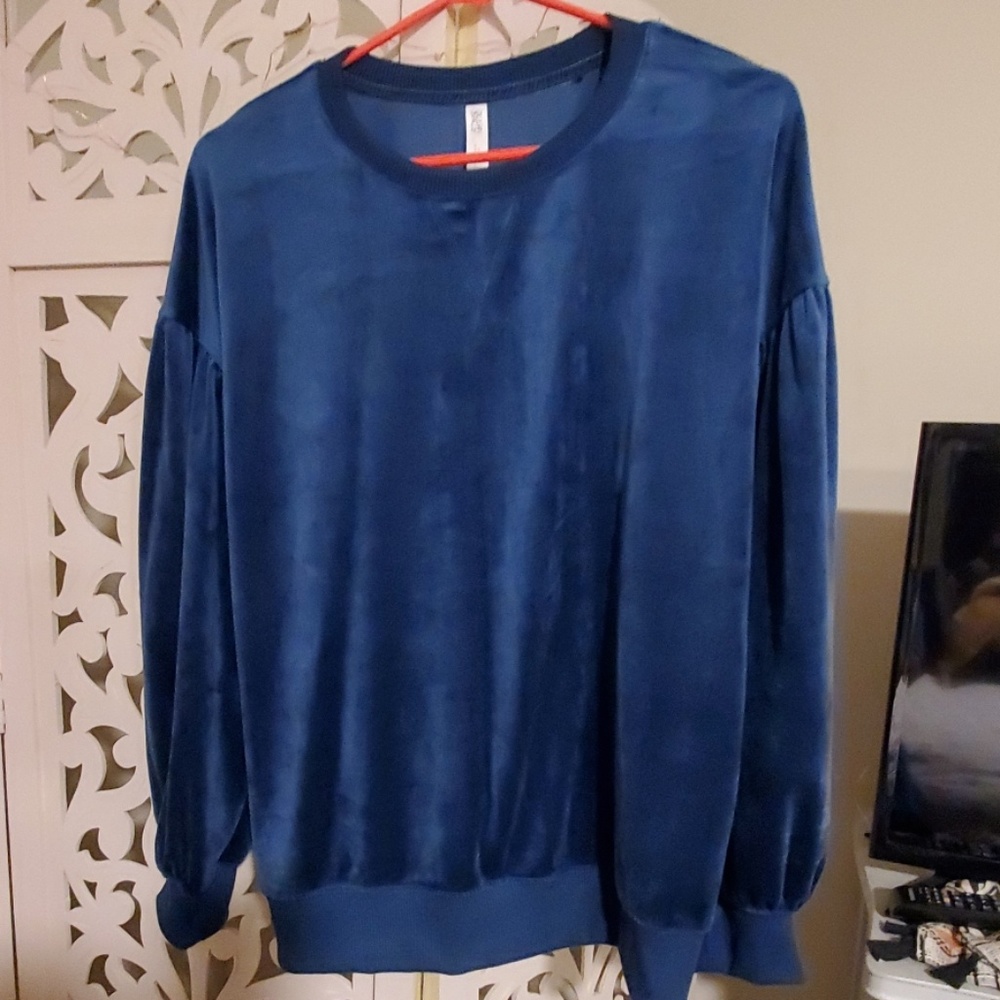 Blue velvet sweater